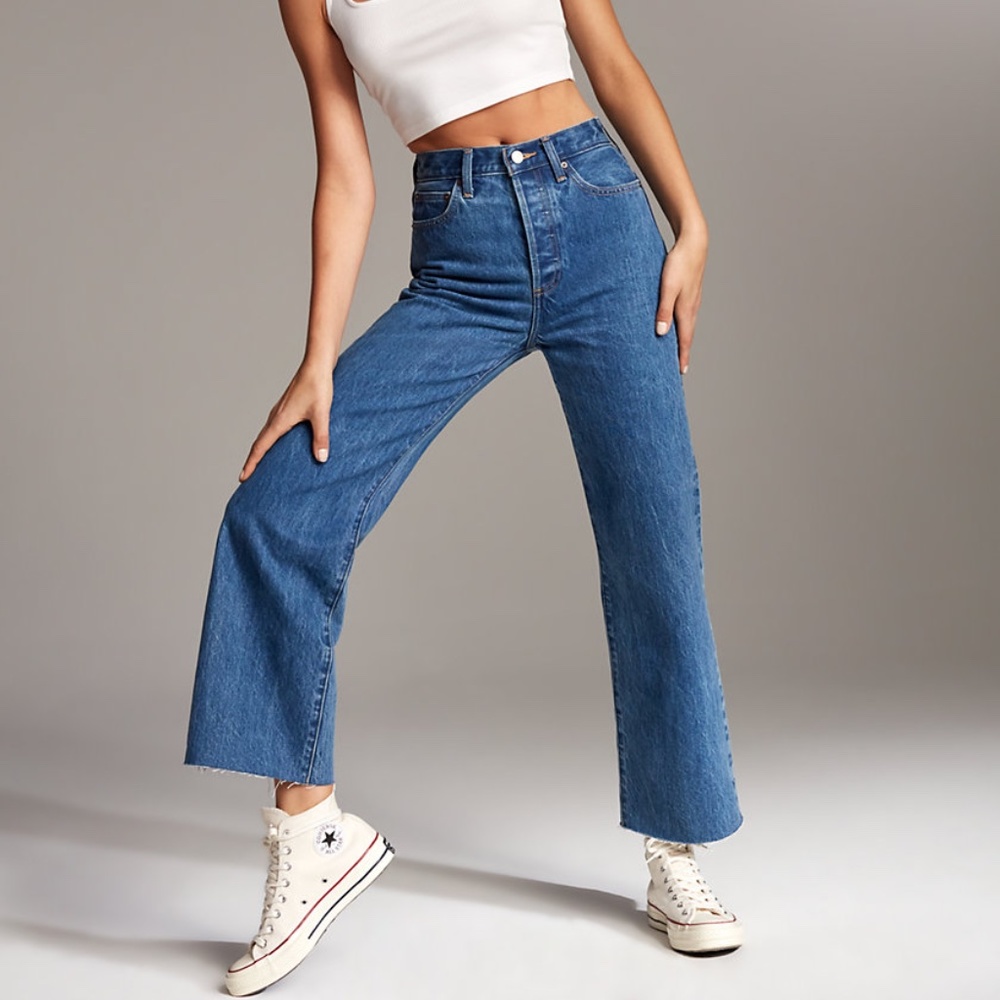 Aritzia Blue High-Waist Wide-Leg Jeans